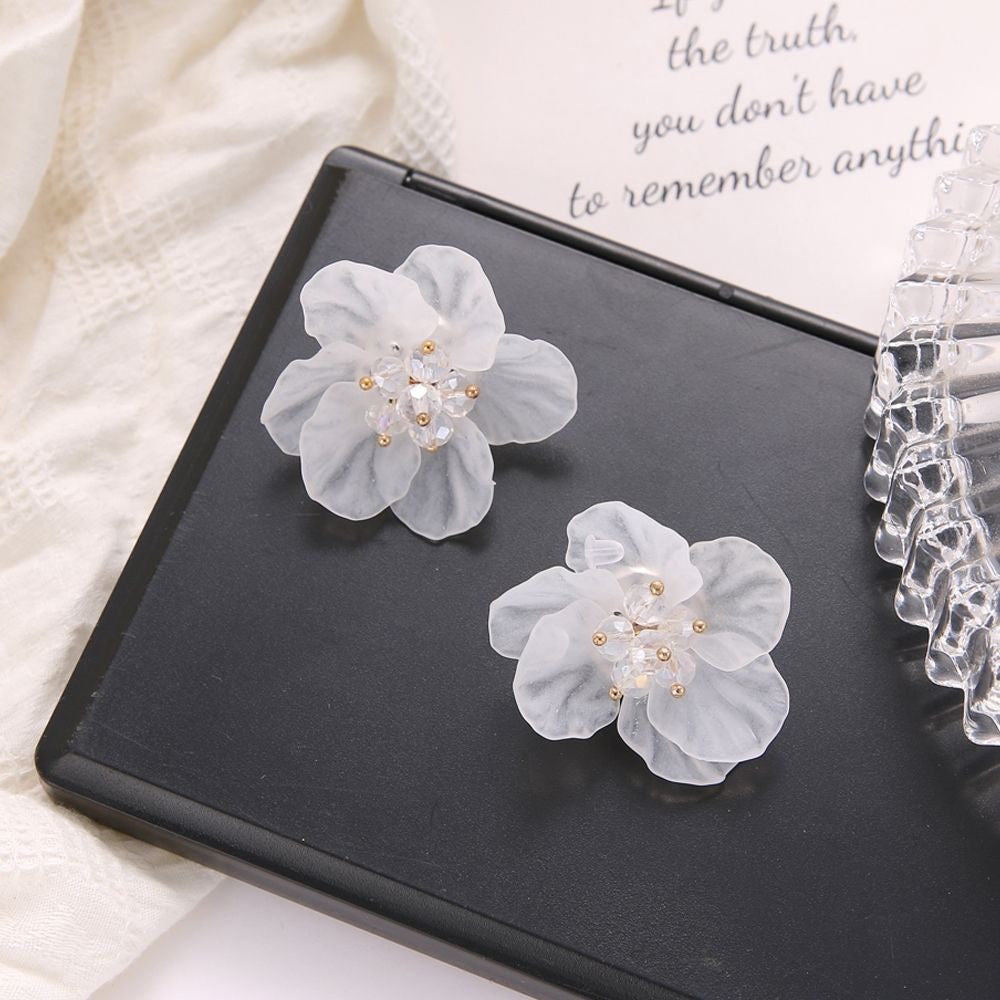 1 Pair Simple Style Flower Alloy Inlay Rhinestones Women's Earrings