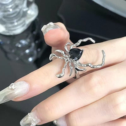 Gothic Hip-Hop Retro Spider Alloy Irregular Plating Women's Open Rings