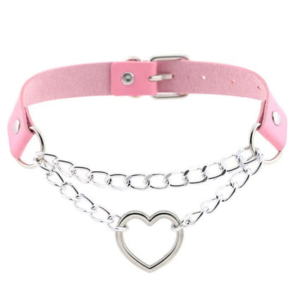 IG Style Y2K Cool Style Heart Shape Pu Leather Alloy Metal Wholesale Double Layer Necklaces