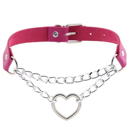 IG Style Y2K Cool Style Heart Shape Pu Leather Alloy Metal Wholesale Double Layer Necklaces