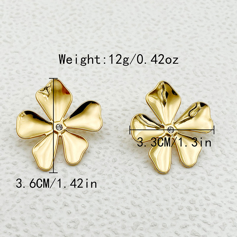 1 Pair Simple Style Classic Style Flower Plating Inlay 304 Stainless Steel Pearl Zircon 14K Gold Plated Ear Studs