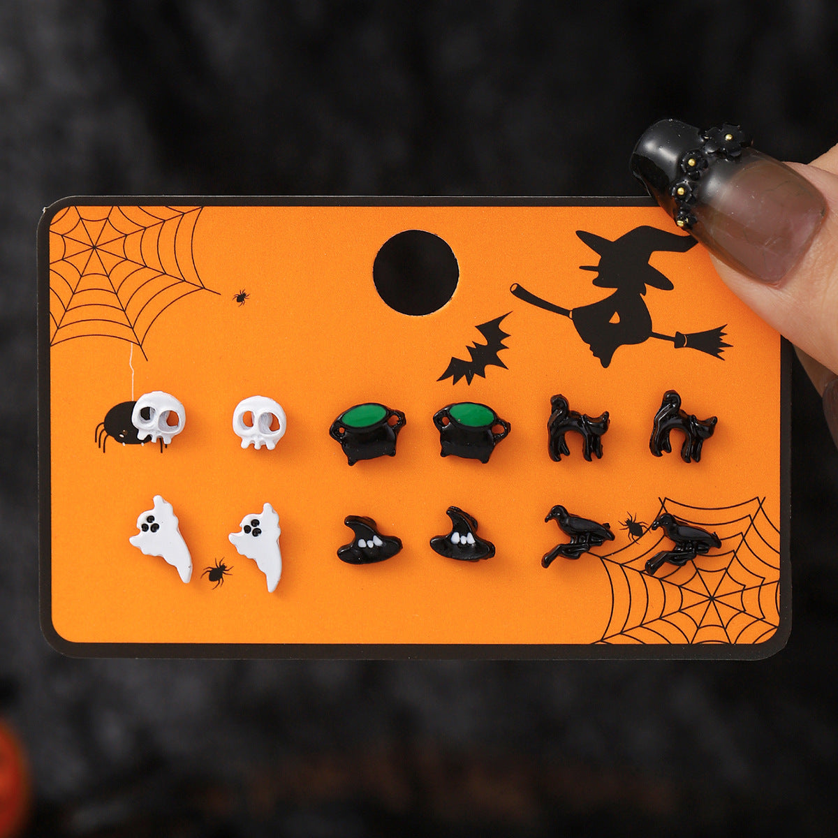 1 Set Cartoon Style Cute Halloween Pattern Pumpkin Skull Plating Alloy Drop Earrings Ear Studs