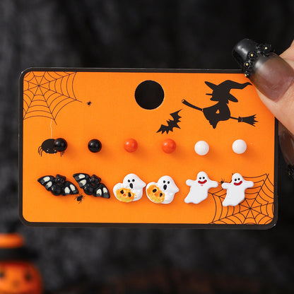 1 Set Cartoon Style Cute Halloween Pattern Pumpkin Skull Plating Alloy Drop Earrings Ear Studs