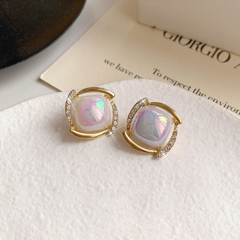 1 Pair Simple Style Round Inlay Alloy Zircon Ear Studs