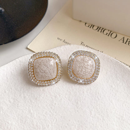 1 Pair Simple Style Round Inlay Alloy Zircon Ear Studs