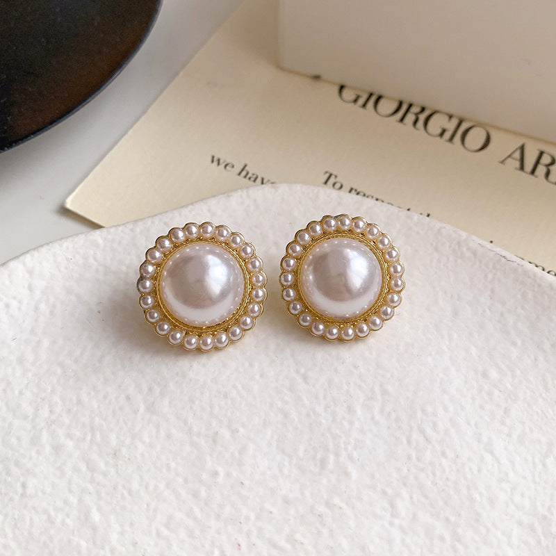 1 Pair Simple Style Round Inlay Alloy Zircon Ear Studs