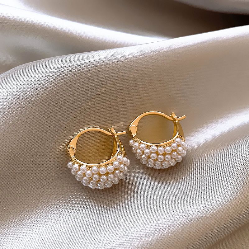 1 Pair Simple Style Round Inlay Alloy Zircon Ear Studs