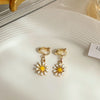 1 Pair Simple Style Heart Shape Flower Alloy Inlay Rhinestones Women'S Earrings