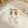 1 Pair Simple Style Heart Shape Flower Alloy Inlay Rhinestones Women'S Earrings