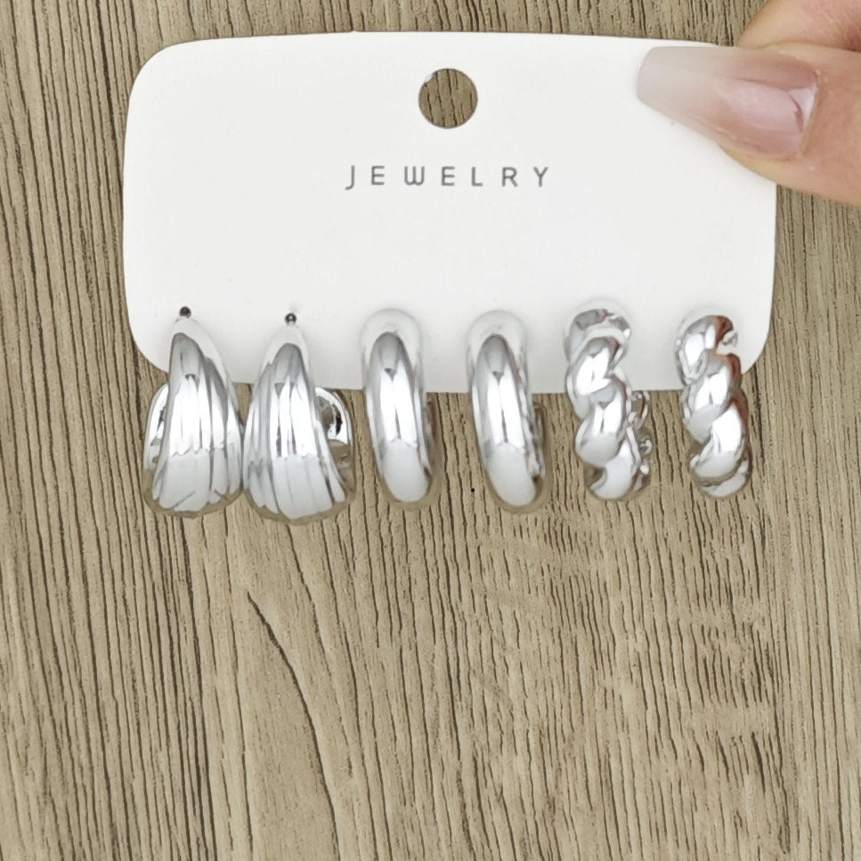 1 Set Simple Style Classic Style Solid Color Irregular Pleated Arylic Earrings