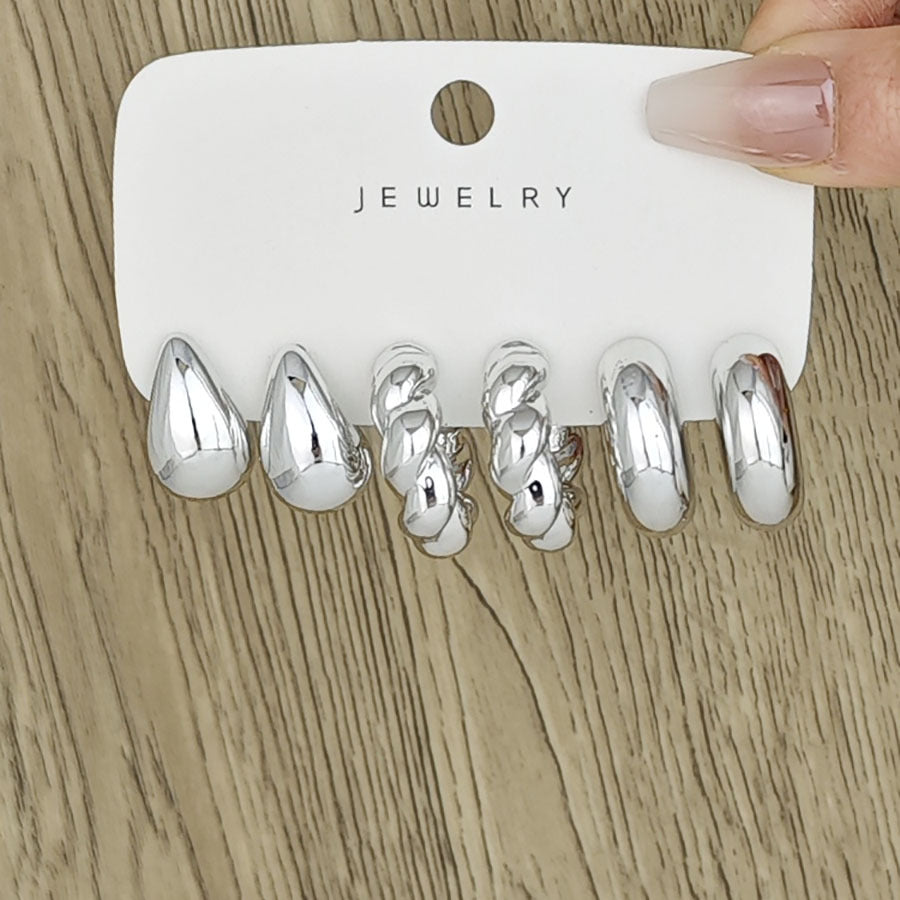 1 Set Simple Style Classic Style Solid Color Irregular Pleated Arylic Earrings