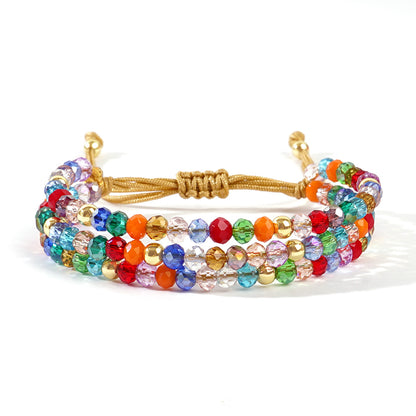 Vacation Color Block Artificial Crystal Rope Wholesale Bracelets