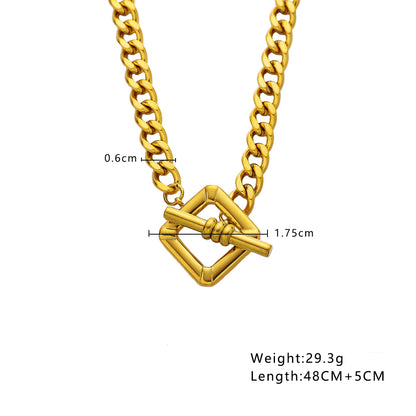 Wholesale Jewelry Simple Style Classic Style Chain 304 Stainless Steel 18K Gold Plated Plating Pendant Necklace