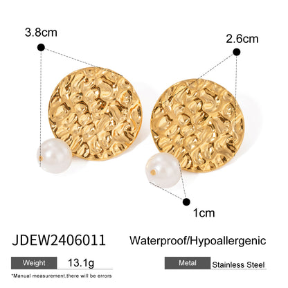 1 Pair Vacation Simple Style IG Style Round Plating 304 Stainless Steel 18K Gold Plated Drop Earrings