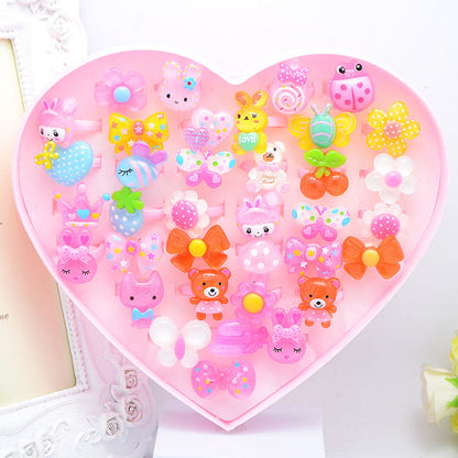 Children's Cartoon Resin Ring Candy Color Ring Korean Style Cute Pink Little Girl Jewelry Small Gift Ring