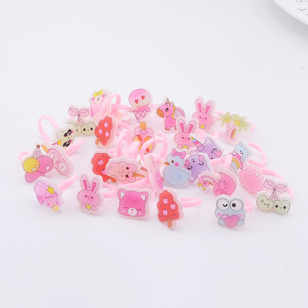 Children's Cartoon Resin Ring Candy Color Ring Korean Style Cute Pink Little Girl Jewelry Small Gift Ring