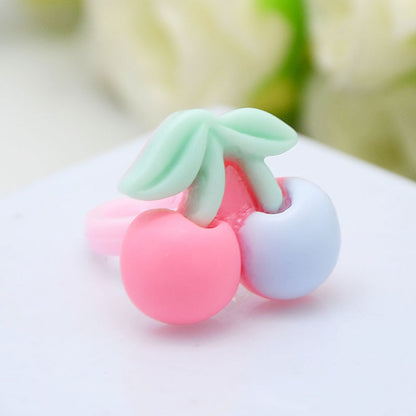 Children's Cartoon Resin Ring Candy Color Ring Korean Style Cute Pink Little Girl Jewelry Small Gift Ring