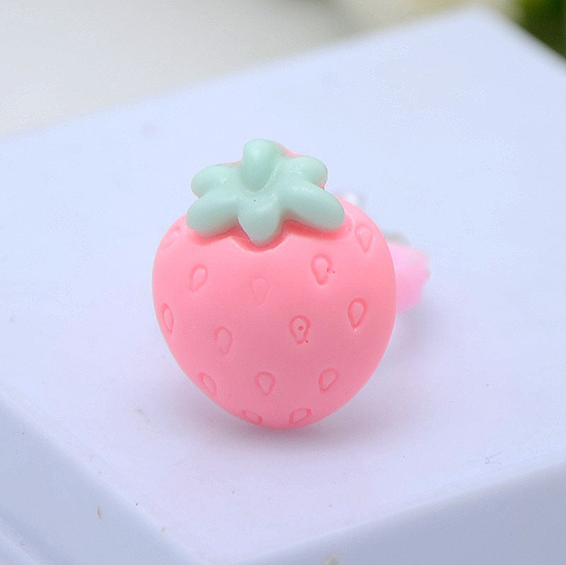 Children's Cartoon Resin Ring Candy Color Ring Korean Style Cute Pink Little Girl Jewelry Small Gift Ring