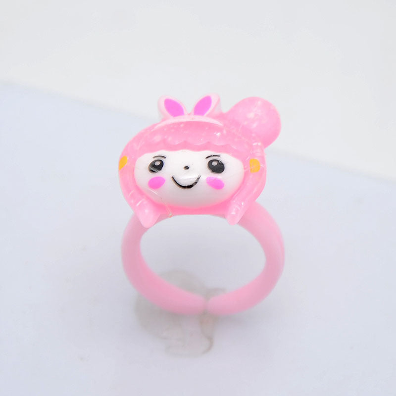 Children's Cartoon Resin Ring Candy Color Ring Korean Style Cute Pink Little Girl Jewelry Small Gift Ring