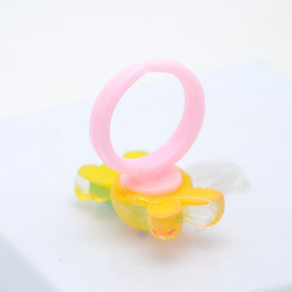 Children's Cartoon Resin Ring Candy Color Ring Korean Style Cute Pink Little Girl Jewelry Small Gift Ring