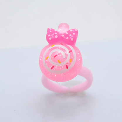 Children's Cartoon Resin Ring Candy Color Ring Korean Style Cute Pink Little Girl Jewelry Small Gift Ring