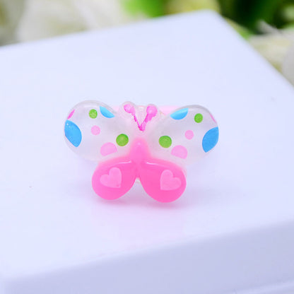 Children's Cartoon Resin Ring Candy Color Ring Korean Style Cute Pink Little Girl Jewelry Small Gift Ring