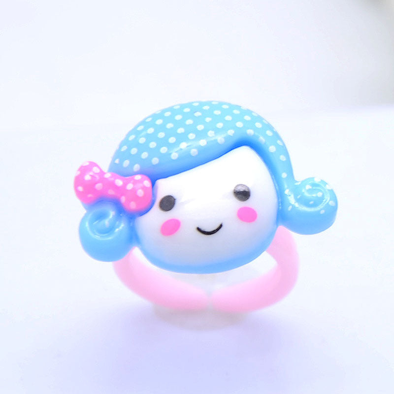 Children's Cartoon Resin Ring Candy Color Ring Korean Style Cute Pink Little Girl Jewelry Small Gift Ring