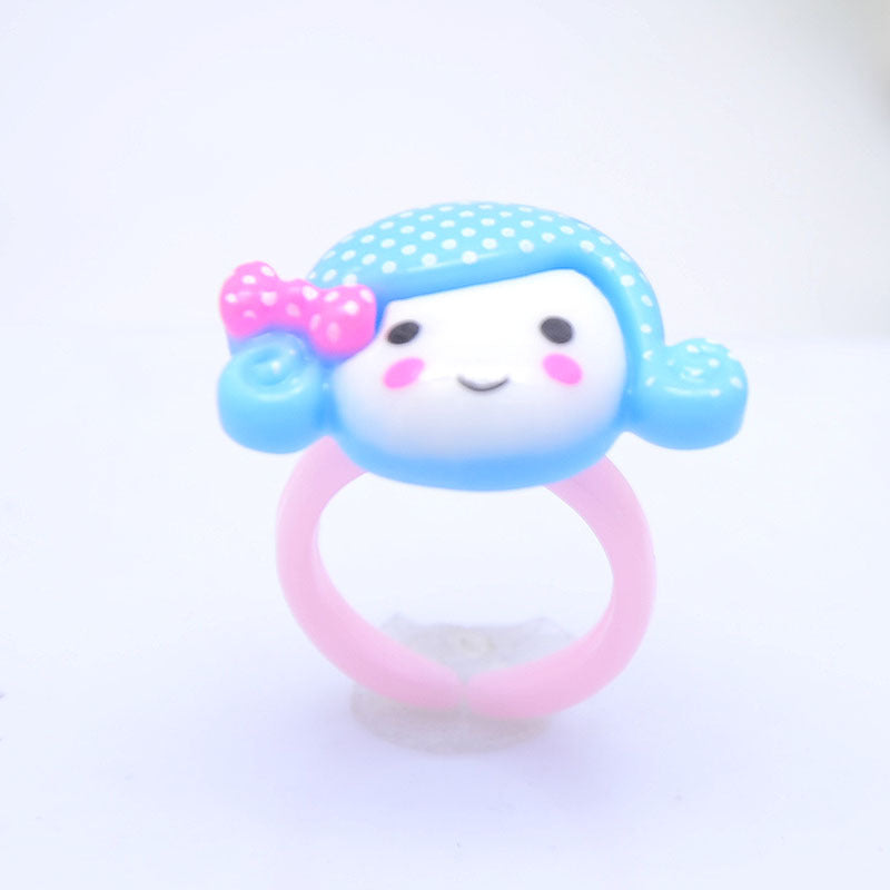 Children's Cartoon Resin Ring Candy Color Ring Korean Style Cute Pink Little Girl Jewelry Small Gift Ring