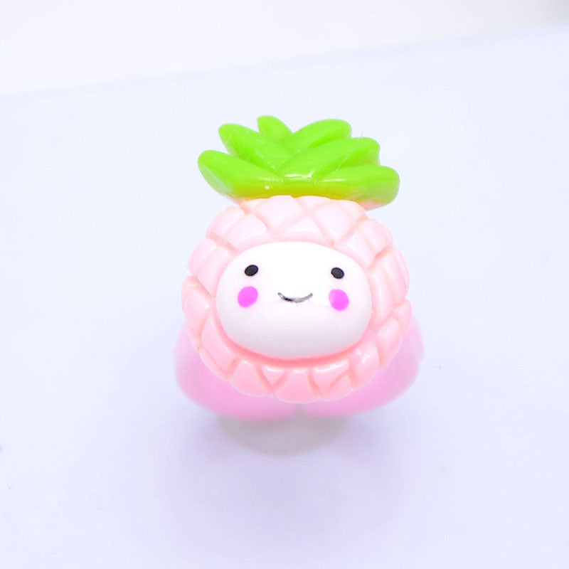 Children's Cartoon Resin Ring Candy Color Ring Korean Style Cute Pink Little Girl Jewelry Small Gift Ring