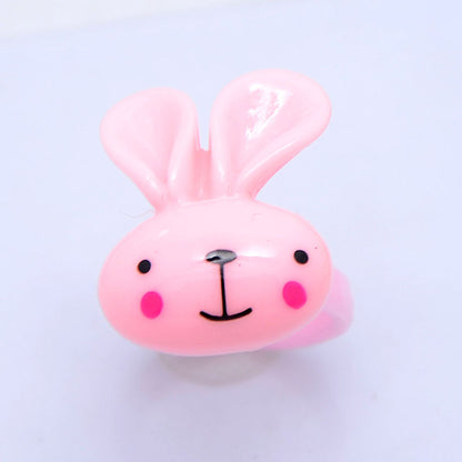 Children's Cartoon Resin Ring Candy Color Ring Korean Style Cute Pink Little Girl Jewelry Small Gift Ring