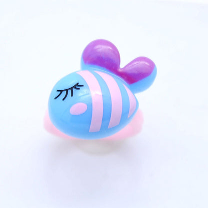 Children's Cartoon Resin Ring Candy Color Ring Korean Style Cute Pink Little Girl Jewelry Small Gift Ring