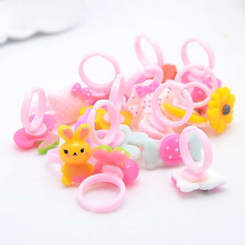 Children's Cartoon Resin Ring Candy Color Ring Korean Style Cute Pink Little Girl Jewelry Small Gift Ring