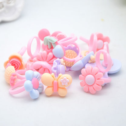 Children's Cartoon Resin Ring Candy Color Ring Korean Style Cute Pink Little Girl Jewelry Small Gift Ring