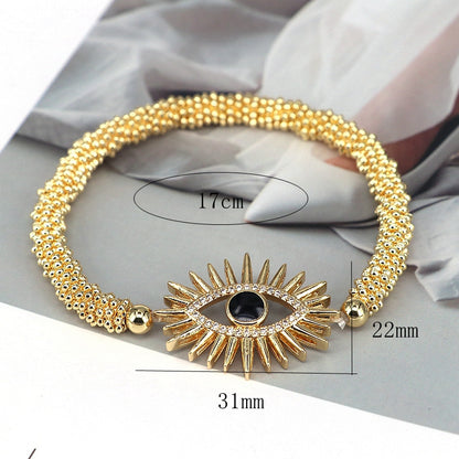 Copper 18K Gold Plated Inlay Devil's Eye Eye Zircon Bracelets