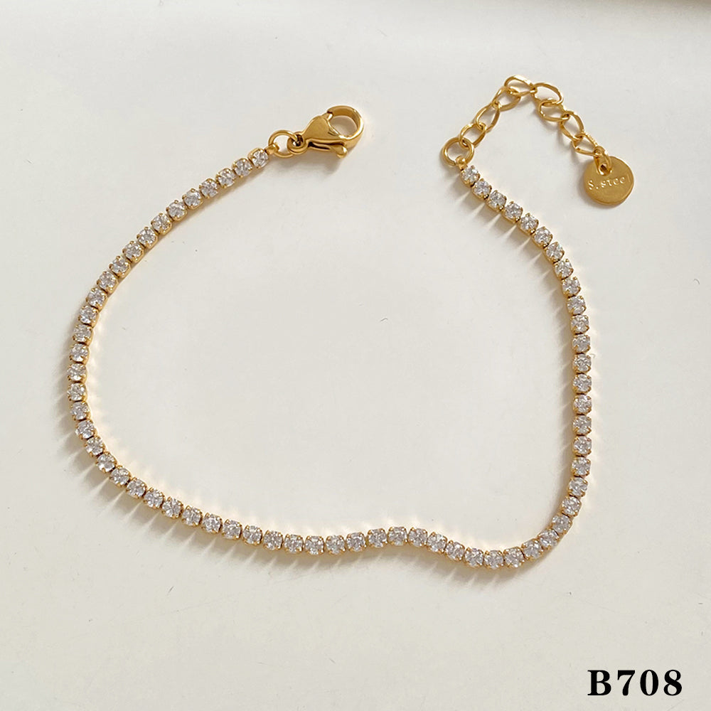 Wholesale Jewelry Modern Style Simple Style Heart Shape 304 Stainless Steel Zircon 16K Gold Plated White Gold Plated Gold Plated Plating Bracelets Necklace