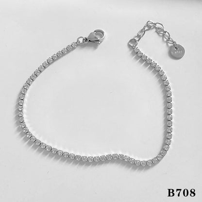 Wholesale Jewelry Modern Style Simple Style Heart Shape 304 Stainless Steel Zircon 16K Gold Plated White Gold Plated Gold Plated Plating Bracelets Necklace