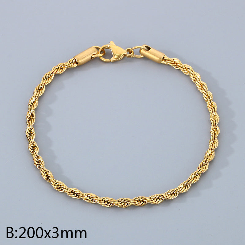 Simple Style Twist 304 Stainless Steel 18K Gold Plated Bracelets In Bulk