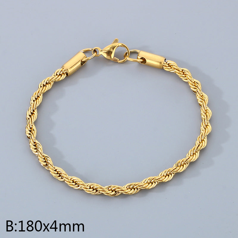 Simple Style Twist 304 Stainless Steel 18K Gold Plated Bracelets In Bulk