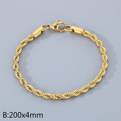 Simple Style Twist 304 Stainless Steel 18K Gold Plated Bracelets In Bulk