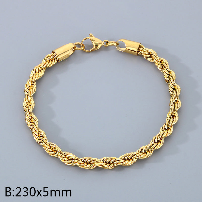 Simple Style Twist 304 Stainless Steel 18K Gold Plated Bracelets In Bulk