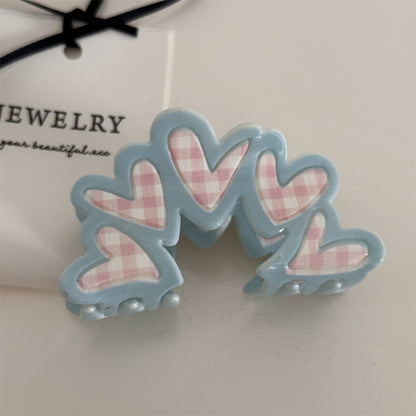 Women'S Cute Sweet Korean Style Color Block Heart Shape Arylic Hair Claws