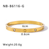 Vintage Style Simple Style Classic Style Geometric Heart Shape 304 Stainless Steel 18K Gold Plated Zircon Bangle In Bulk