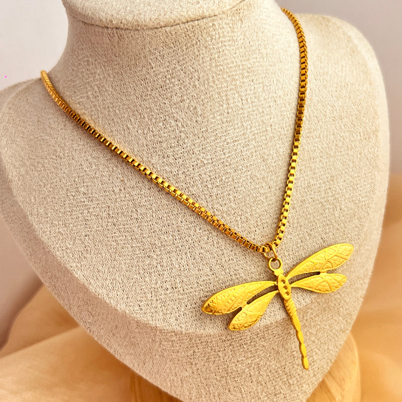 Wholesale Jewelry Retro Dragonfly 201 Stainless Steel Gold Plated Plating Jewelry Set