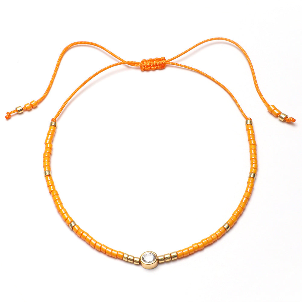 Bohemian Round Zircon Glass Seed Bead Rope Wholesale Drawstring Bracelets