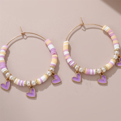 1 Pair Simple Style Classic Style Heart Shape Beaded Alloy Earrings