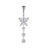 1 Piece 1 Set Belly Rings Simple Style Heart Shape Butterfly 316 Stainless Steel  Inlay Zircon Belly Rings