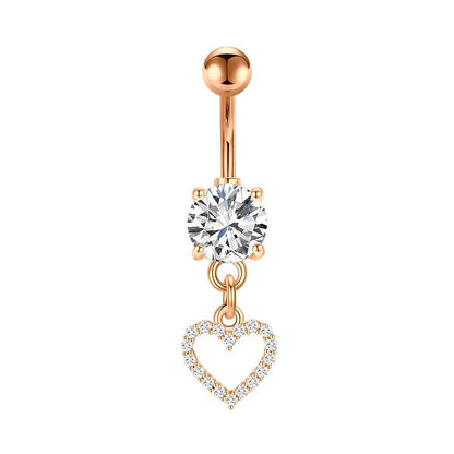 1 Piece 1 Set Belly Rings Simple Style Heart Shape Butterfly 316 Stainless Steel  Inlay Zircon Belly Rings