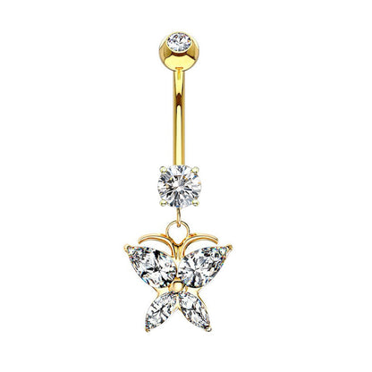 1 Piece Belly Rings Simple Style Moon 316 Stainless Steel  Inlay Zircon