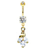 1 Piece Belly Rings Simple Style Moon 316 Stainless Steel  Inlay Zircon