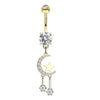 1 Piece Belly Rings Simple Style Moon 316 Stainless Steel  Inlay Zircon